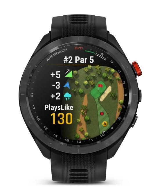 Garmin Approach S70 47mm GPS-klocka, keramisk svart/svart silikonrem
