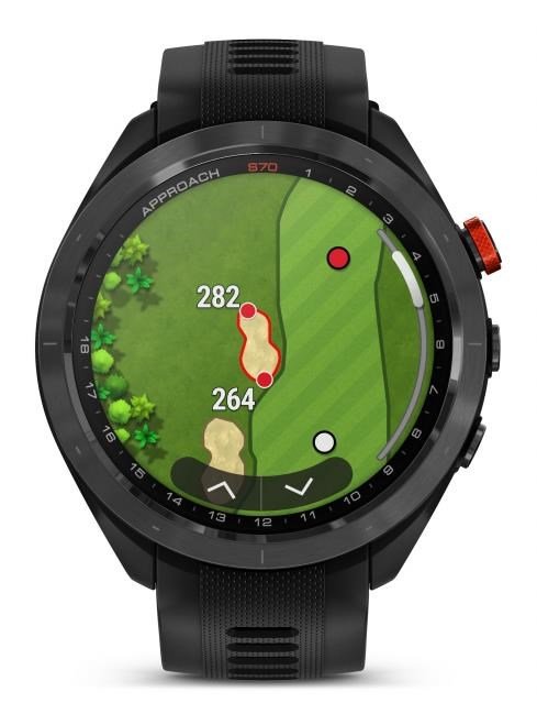 Garmin Approach S70 47mm GPS-klocka, keramisk svart/svart silikonrem