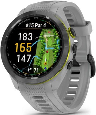 Garmin Approach S70 42mm GPS-klocka, keramisk svart/pulvergrå silikonrem