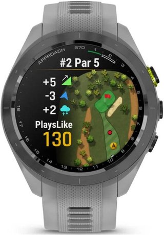 Garmin Approach S70 42mm GPS-klocka, keramisk svart/pulvergrå silikonrem