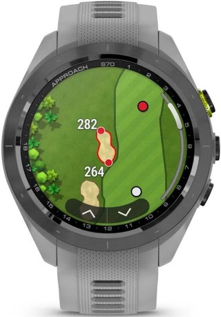 Garmin Approach S70 42mm GPS-klocka, keramisk svart/pulvergrå silikonrem