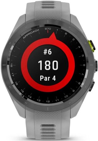 Garmin Approach S70 42mm GPS-klocka, keramisk svart/pulvergrå silikonrem