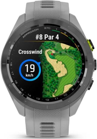Garmin Approach S70 42mm GPS-klocka, keramisk svart/pulvergrå silikonrem