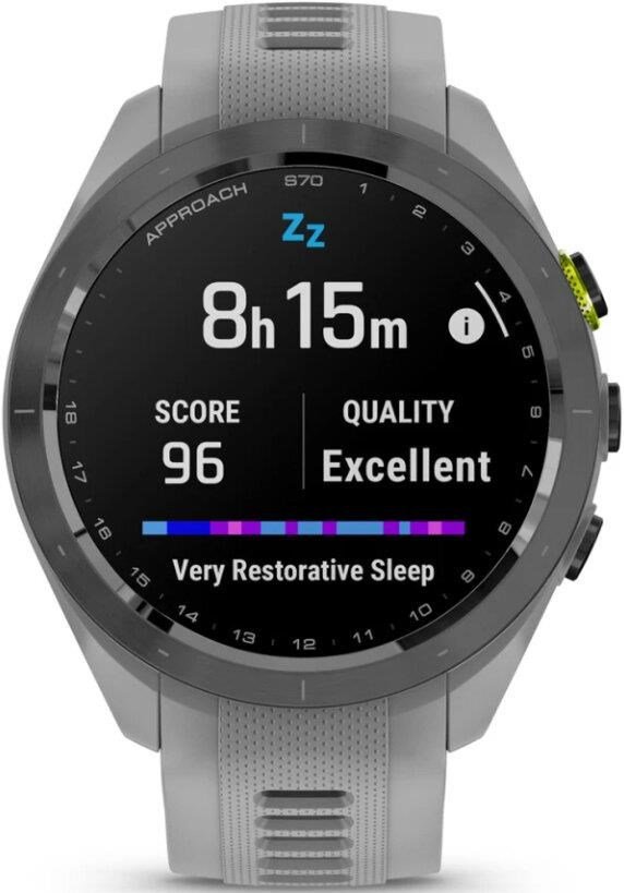 Garmin Approach S70 42mm GPS-klocka, keramisk svart/pulvergrå silikonrem