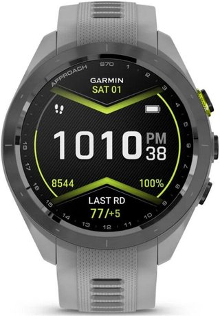 Garmin Approach S70 42mm GPS-klocka, keramisk svart/pulvergrå silikonrem