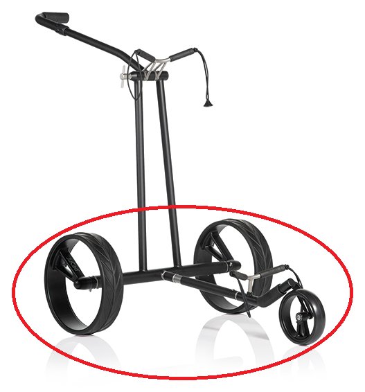 JuCad Complete Wheel Set (3) för PHANTOM TITAN elektriska trolleys (fälgar och däck), titanium