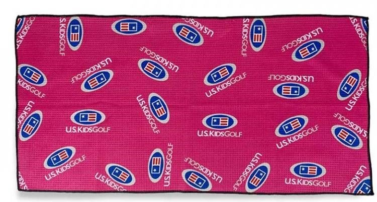 U.S. Kids Golf Multi Logo Microfiber golfhandduk, rosa