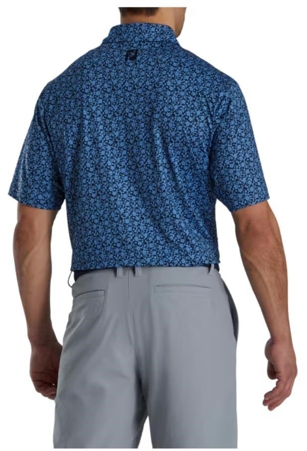 FootJoy Painted Floral Lisle herr polo, navy