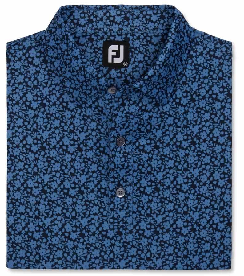 FootJoy Painted Floral Lisle herr polo, navy