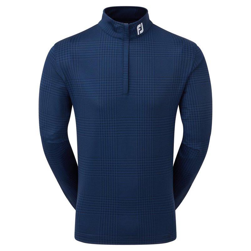 FootJoy Glen Plaid Print Chill-Out herr sweatshirt, navy