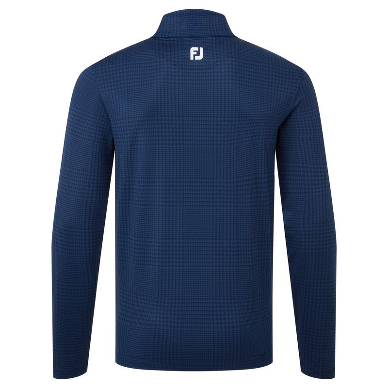 FootJoy Glen Plaid Print Chill-Out herr sweatshirt, navy