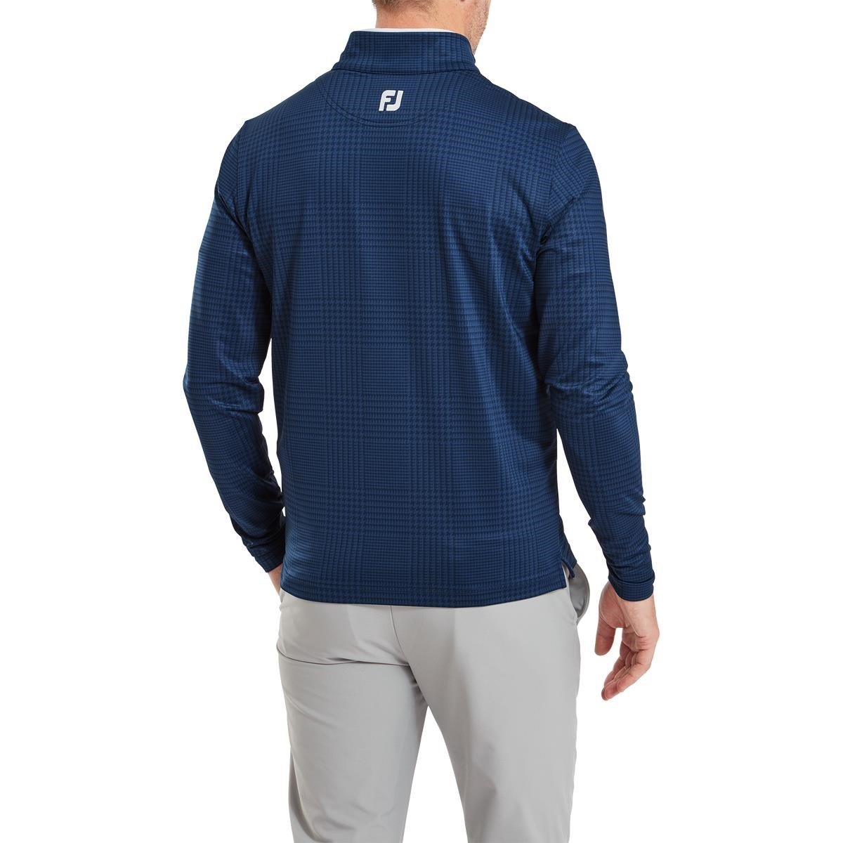 FootJoy Glen Plaid Print Chill-Out herr sweatshirt, navy