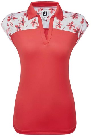 FootJoy Blocked Floral Print Lisle dam polo, röd