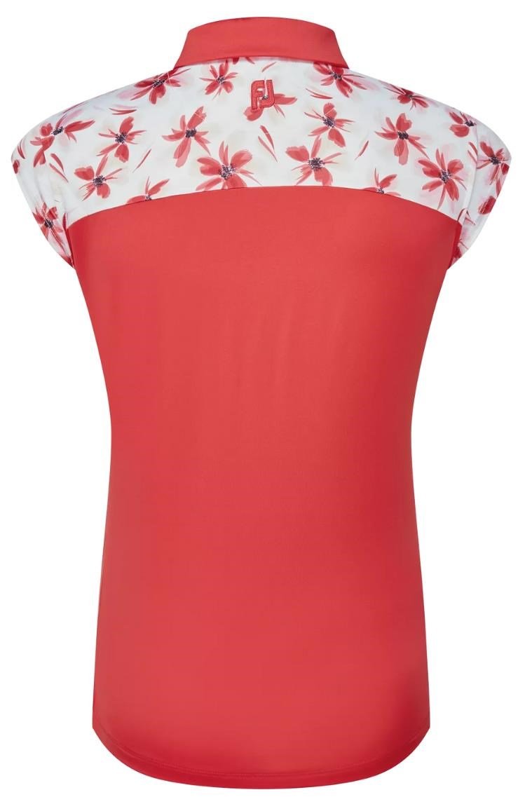 FootJoy Blocked Floral Print Lisle dam polo, röd