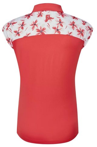 FootJoy Blocked Floral Print Lisle dam polo, röd