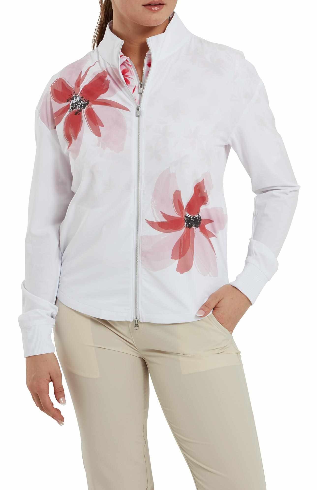 FootJoy Lightweight Full-Zip damjacka, vit/rosa