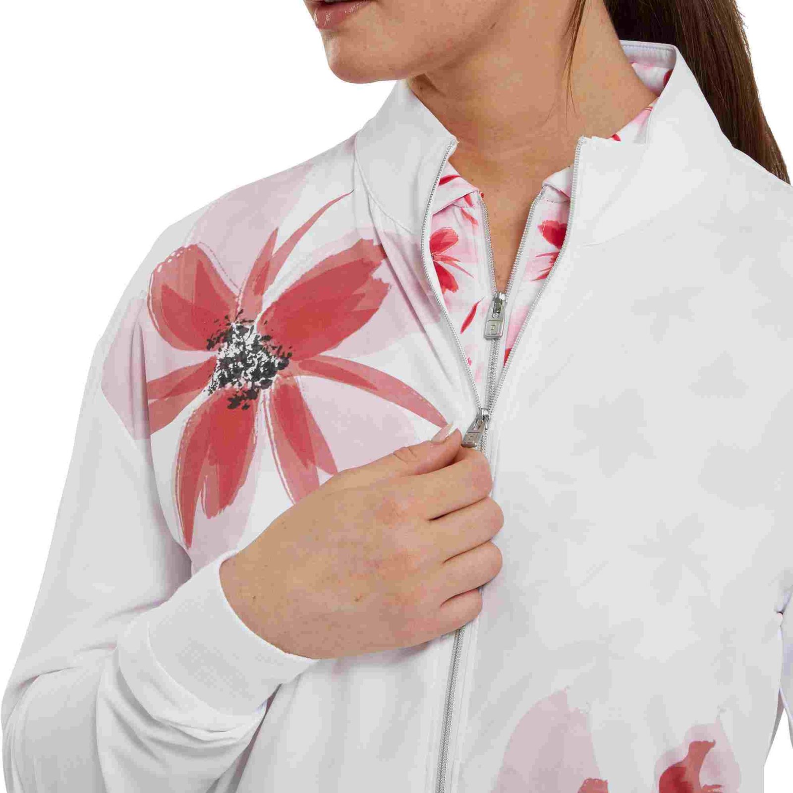FootJoy Lightweight Full-Zip damjacka, vit/rosa