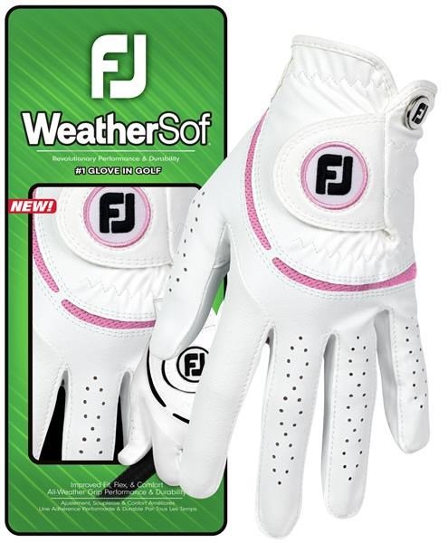 FootJoy WeatherSof damgolfhandske, vit/rosa