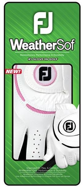 FootJoy WeatherSof damgolfhandske, vit/rosa