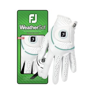 FootJoy WeatherSof damgolfhandske, vit/havsgrön