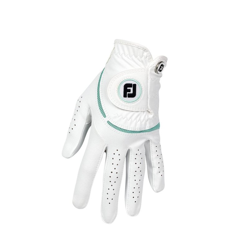 FootJoy WeatherSof damgolfhandske, vit/havsgrön
