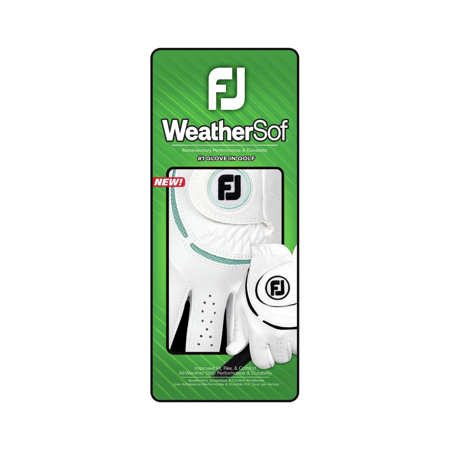 FootJoy WeatherSof damgolfhandske, vit/havsgrön