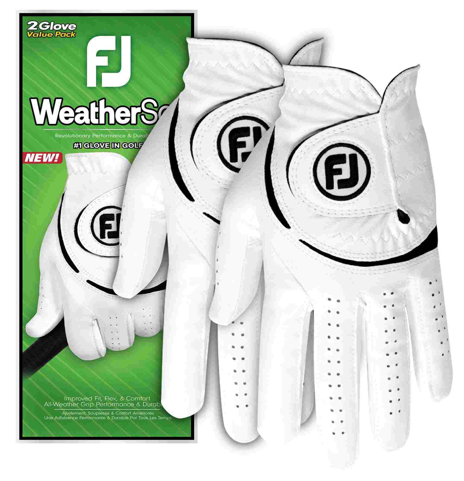 Footjoy FootJoy WeatherSof herr golfhandske (2-pack), vit/svart