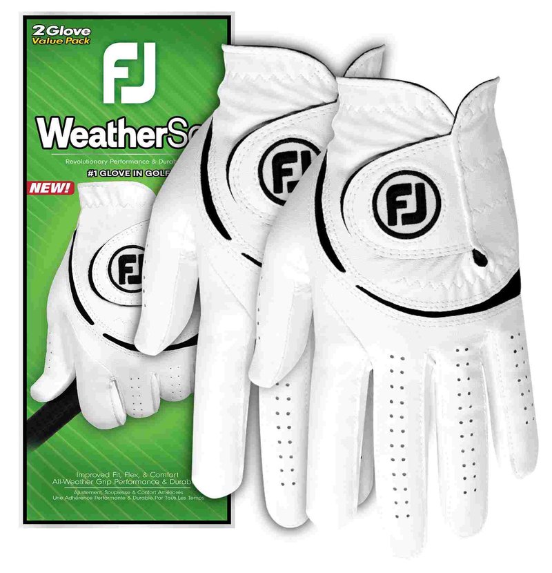 Footjoy FootJoy WeatherSof herr golfhandske (2-pack), vit/svart