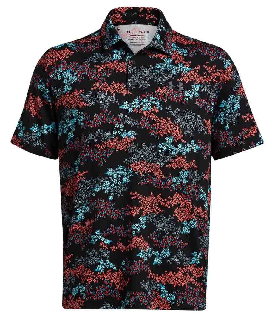 Under Armour Playoff 3.0 Printed herr polo, black/hydro teal