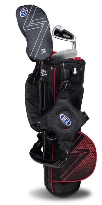 U.S. Kids Golf UL7-39 (99cm) W30 3-Club junior golfset + bärbag, svart/röd