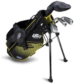 U.S. Kids Golf UL7-42 (107cm) W25 4-Club junior golfset + stand bag, svart/gul