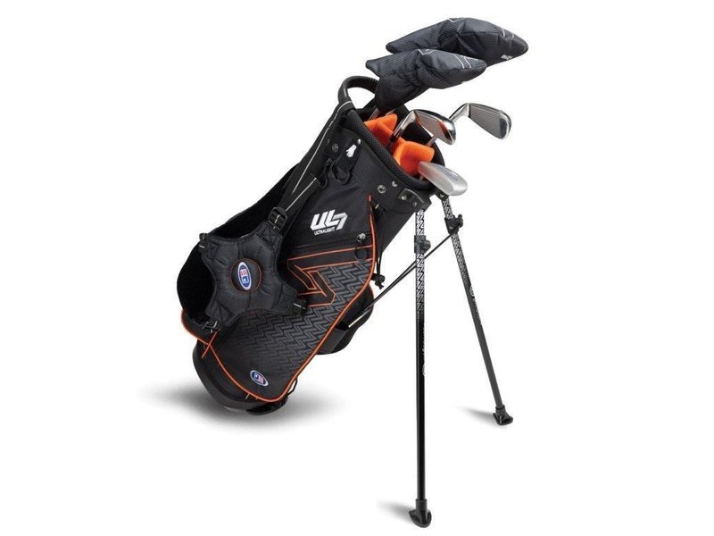 U.S. Kids Golf UL7-51 (130cm) 5-Club junior golfset + stand bag, svart/orange