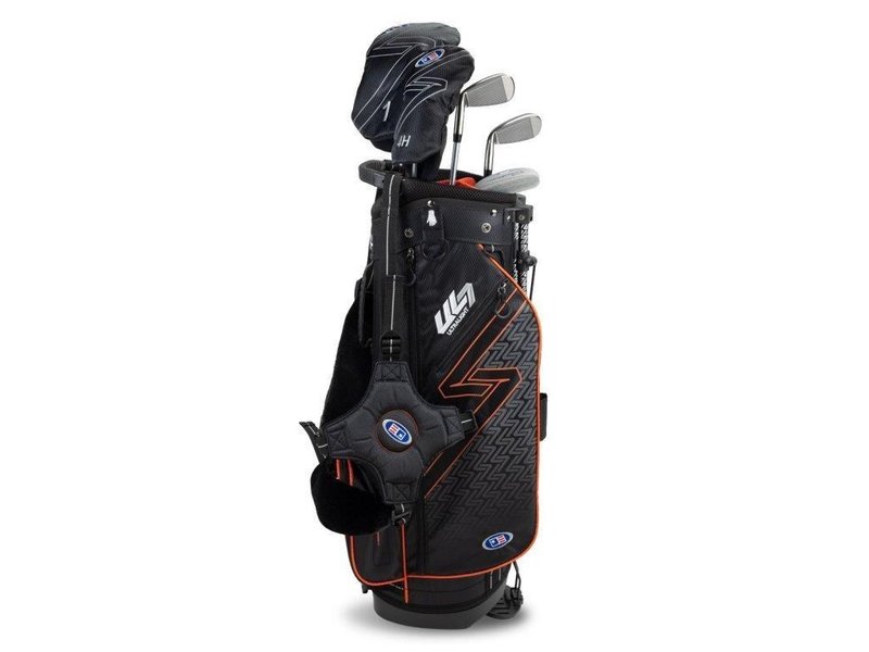 U.S. Kids Golf UL7-51 (130cm) 5-Club junior golfset + stand bag, svart/orange