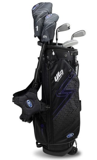 U.S. Kids Golf UL7-54 (137cm) W15 5-Club junior golfset + stand bag, svart/lila