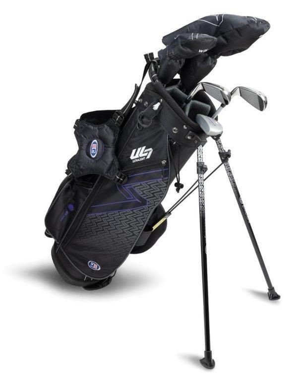 U.S. Kids Golf UL7-54 (137cm) W15 5-Club junior golfset + stand bag, svart/lila