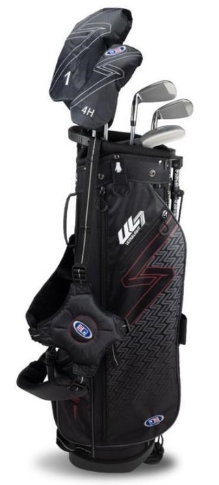 U.S. Kids Golf UL7-60 (152cm) W10 5-Club junior golfset + stand bag, svart/mörkröd