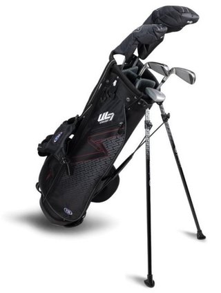 U.S. Kids Golf UL7-60 (152cm) W10 5-Club junior golfset + stand bag, svart/mörkröd