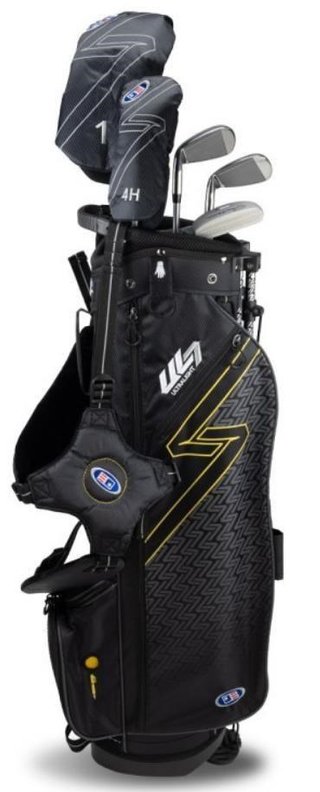 U.S. Kids Golf UL7-63 (160cm) W10 junior golfset, grafit, stand bag, svart/guld