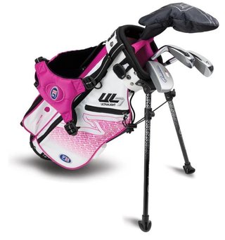U.S. Kids Golf UL7-42 (107cm) W25 4-Club junior golfset + stand bag, vit/rosa