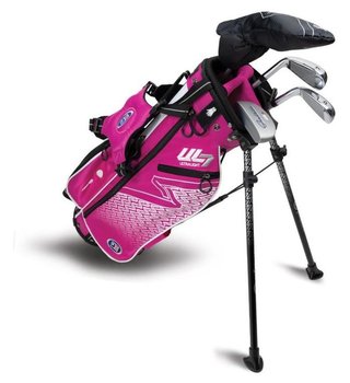 U.S. Kids Golf UL7-45 (114cm) W25 4-Club junior golfset + stand bag, rosa/vit
