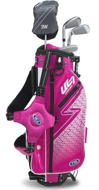U.S. Kids Golf UL7-45 (114cm) W25 4-Club junior golfset + stand bag, rosa/vit