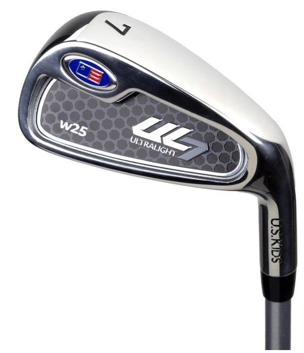 U.S. Kids Golf UL7-45 (114cm) W25 4-Club junior golfset + stand bag, svart/blå