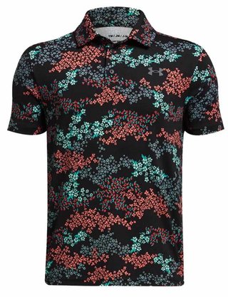 Under Armour Playoff Printed junior polotröja, svart/hydro teal