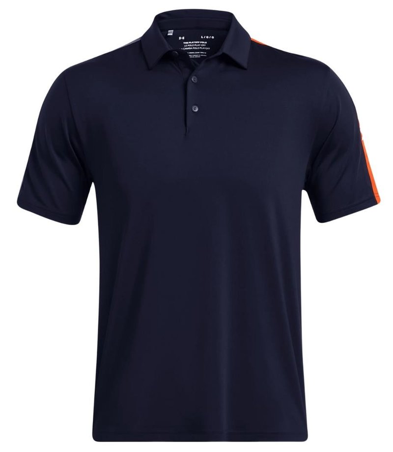 Under Armour Playoff 3.0 Striker herr polo, midnight navy/phoenix fire/white