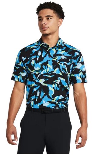 Under Armour Playoff 3.0 Printed herr polo, black/capri