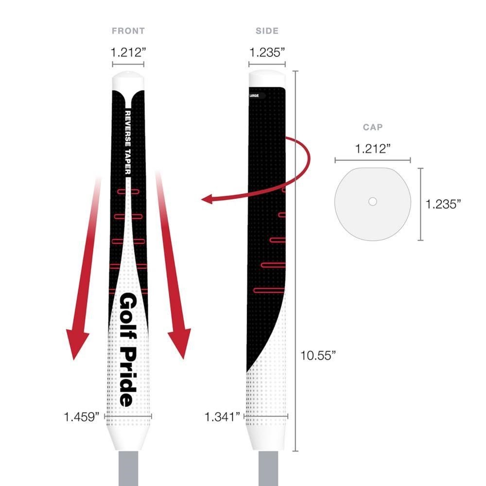 Golf Pride Reverse Taper putter grip, Round Large, röd keps