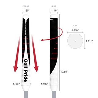 Golf Pride Reverse Taper putter grip, Round Medium, röd kåpa