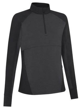 Callaway Lightweight Knit Heathered 1/4 Zip damskjorta med långa ärmar, ebony heather