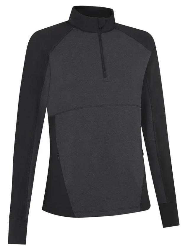Callaway Lightweight Knit Heathered 1/4 Zip damskjorta med långa ärmar, ebony heather