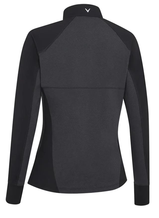 Callaway Lightweight Knit Heathered 1/4 Zip damskjorta med långa ärmar, ebony heather